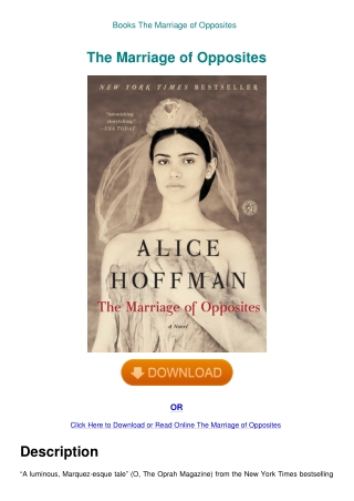 Books The Marriage of Opposites