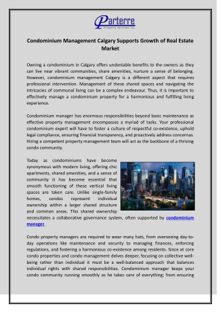 Condominium Management Calgary Supports Growth of Real Estate Market