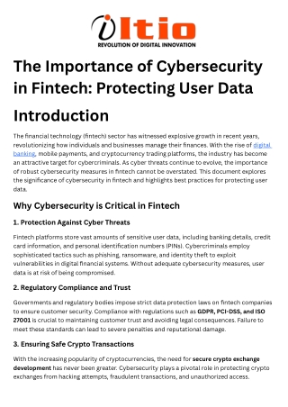 The Importance of Cybersecurity in Fintech Protecting User Data