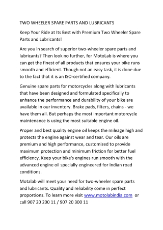 TWO WHEELER SPARE PARTS AND LUBRICANTS (17)