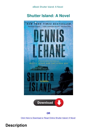 eBook Shutter Island A Novel