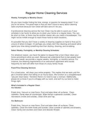 Regular Home Cleaning Services | Icon Clean