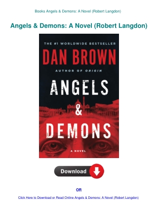 Books Angels & Demons A Novel (Robert Langdon)