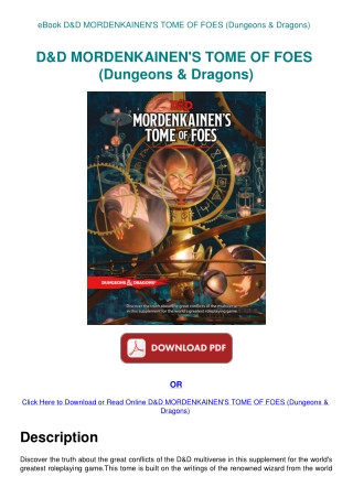 eBook D&D MORDENKAINEN'S TOME OF FOES (Dungeons & Dragons)