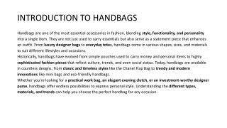 INTRODUCTION TO HANDBAGS