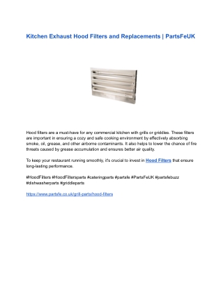 Kitchen Exhaust Hood Filters and Replacements _ PartsFeUK