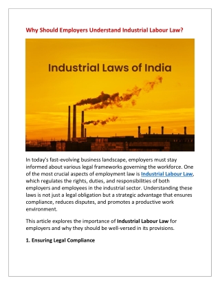 Why Should Employers Understand Industrial Labour Law