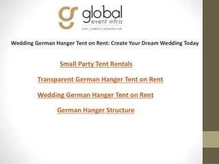 Wedding German Hanger Tent on Rent Create Your Dream Wedding Today