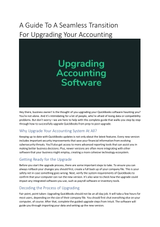 A Guide To A Seamless Transition For Upgrading Your Accounting Software