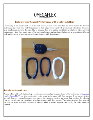 Enhance Your Sensual Performance with a Safe Cock Ring