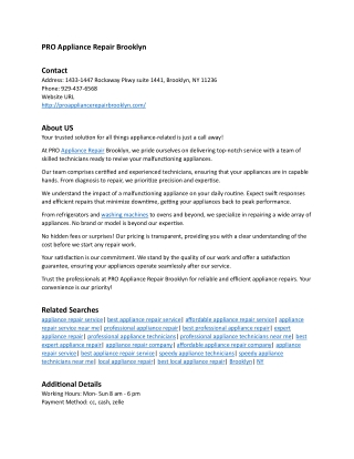 PRO Appliance Repair Brooklyn