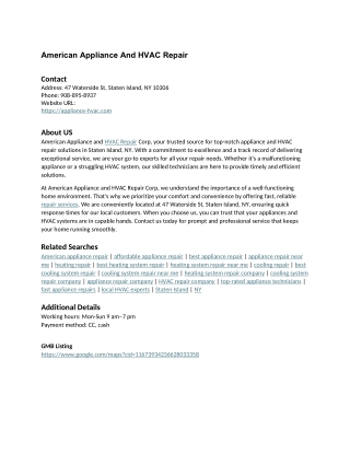 American Appliance And HVAC Repair