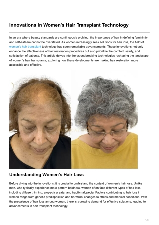 Innovations in Womens Hair Transplant Technology