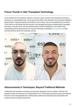 Future Trends in Hair Transplant Technology