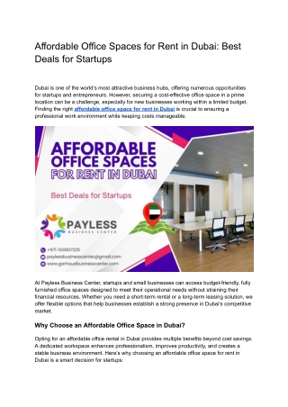 Affordable Office Spaces for Rent in Dubai_ Best Deals for Startups