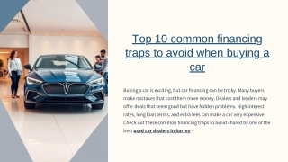 Top 10 common financing traps to avoid when buying a car