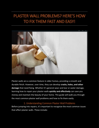 Plaster Wall Problems? Here’s How to Fix Them Fast and Easy!