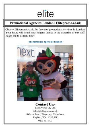 Promotional Agencies London | Elitepromo.co.uk