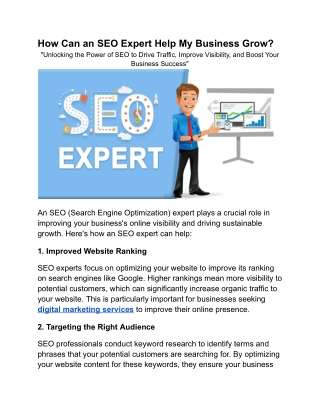 How Can an SEO Expert Help My Business Grow