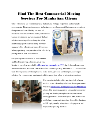 Find The Best Commercial Moving Services For Manhattan Clients