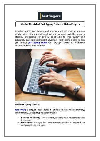 Take the Fast Typing Online Test and Get Faster Today