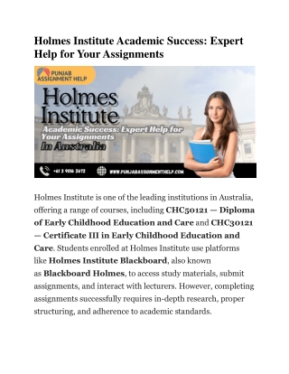 Holmes Institute Academic Success Expert Help for Your Assignments