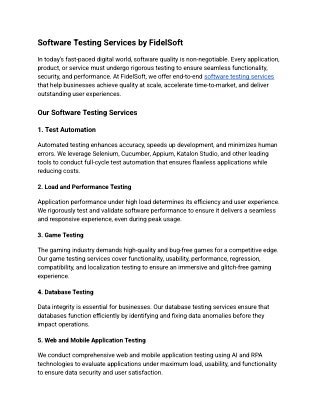 Software Testing Services by FidelSoft