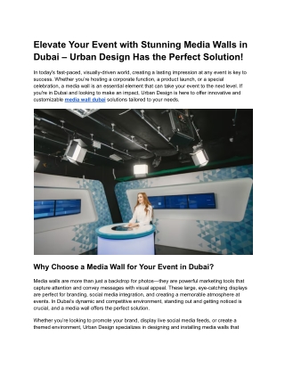 Urban Design – Premium Media Wall Designs in Dubai