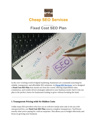 Fixed Cost SEO Plan