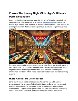 Zorro_ Ultimate Luxury Night Club in Agra — Party in Style