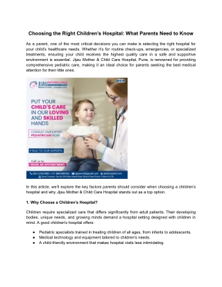 Choosing the Right Children’s Hospital_ What Parents Need to Know