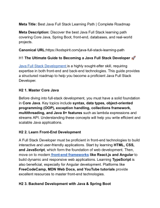 Best Java Full Stack Learning Path | Complete Roadmap