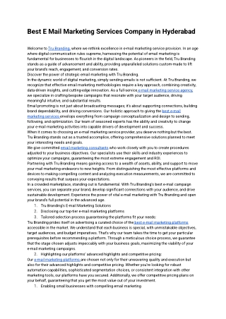 Best E Mail Marketing Services Company in Hyderabad