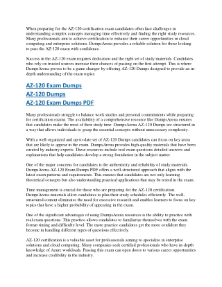Pass AZ-120 Exam Fast with Verified DumpsArena AZ-120 Exam Dumps