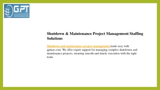 Shutdown & Maintenance Project Management Staffing Solutions