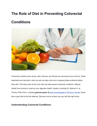 The Role of Diet in Preventing Colorectal  Conditions