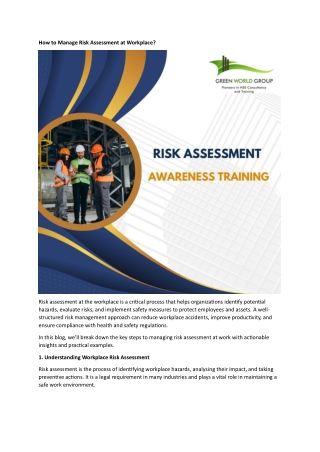 How to Manage Risk Assessment at Workplace