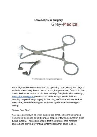 Towel clips in surgery