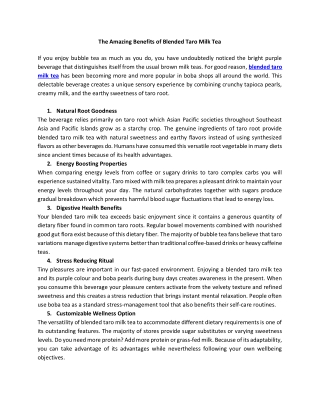 The Amazing Benefits of Blended Taro Milk Tea