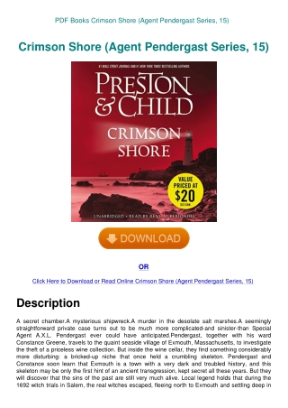 PDF Books Crimson Shore (Agent Pendergast Series  15)