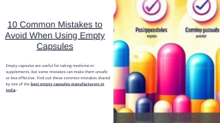 10 Common Mistakes to Avoid When Using Empty Capsules