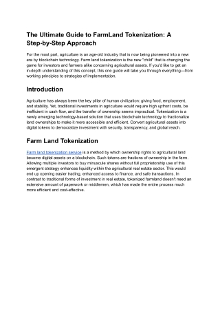 The Ultimate Guide to Farm Land Tokenization A Step-by-Step Approach