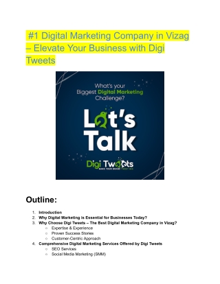 #1 Digital Marketing Company in Vizag – Elevate Your Business with Digi Tweets