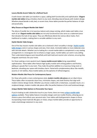 Luxury Marble Accent Tables for a Refined Touch