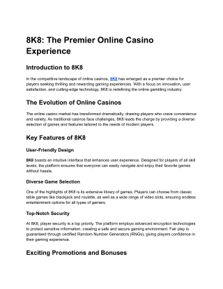 8K8_ The Premier Online Casino Experience