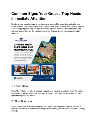 Common Signs Your Grease Trap Needs Immediate Attention