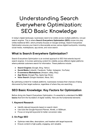 Understanding Search Everywhere Optimization: SEO Basic Knowledge