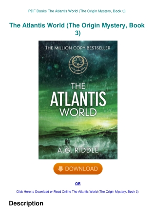 PDF Books The Atlantis World (The Origin Mystery  Book 3)