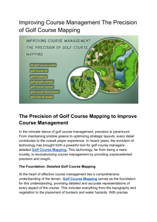 Improving Course Management The Precision of Golf Course Mapping
