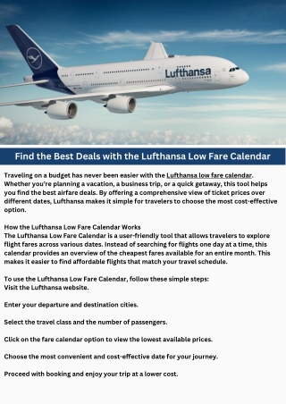 Lufthansa Low Fare Calendar